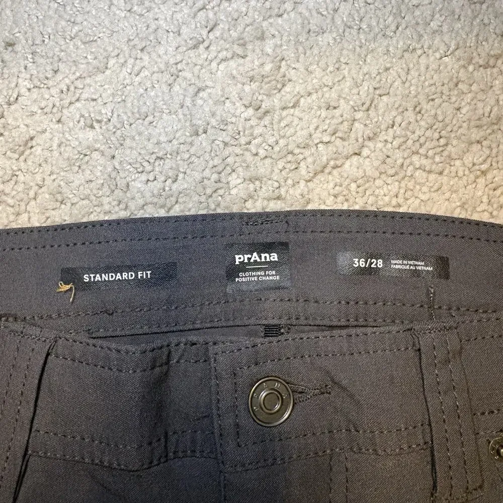 Prana Brion II Pants Mens 36/28 Gray Standard Fit Straight Leg Hiking Workwear